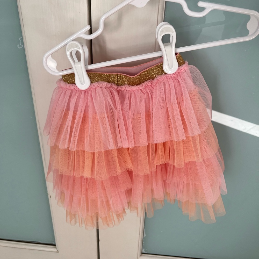 Pink and Orange Tulle Kids Dance Costume Skirt